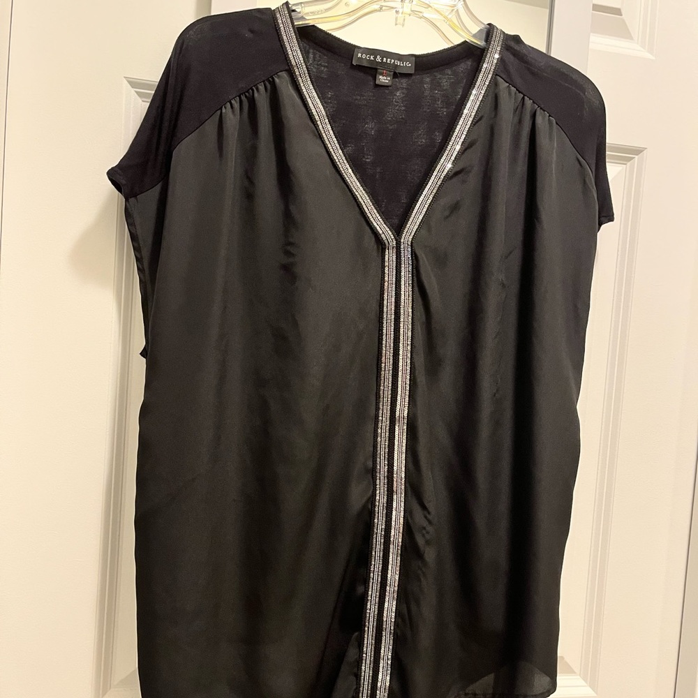 Black / silver sheer blouse